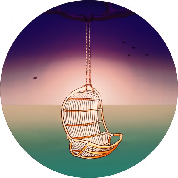 Hanging wicker chair illustration for Swinging Single