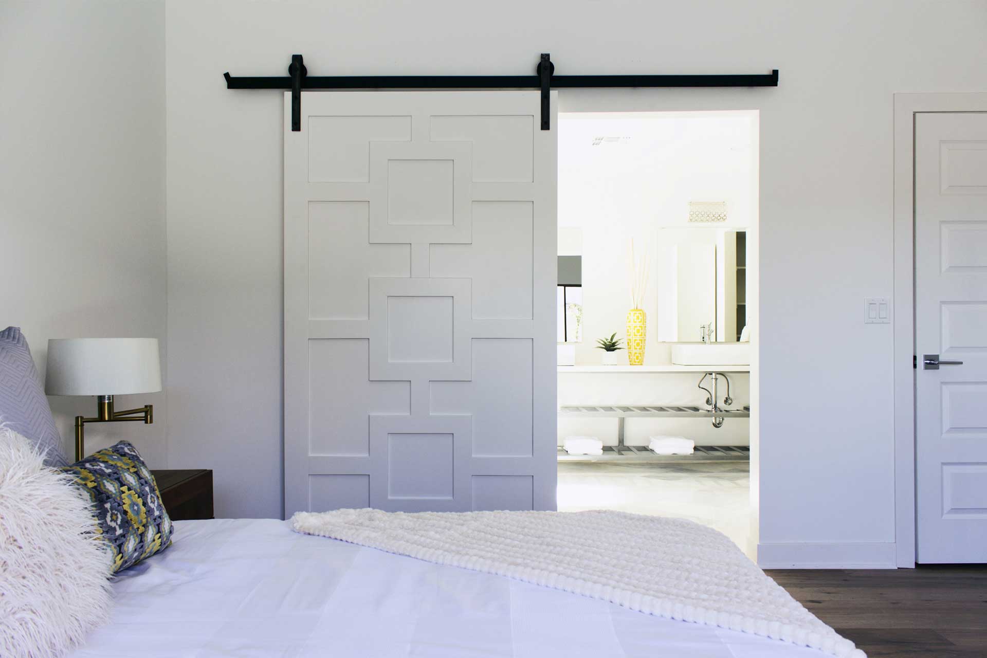 Mid-century modern bedroom renovation with warm tones